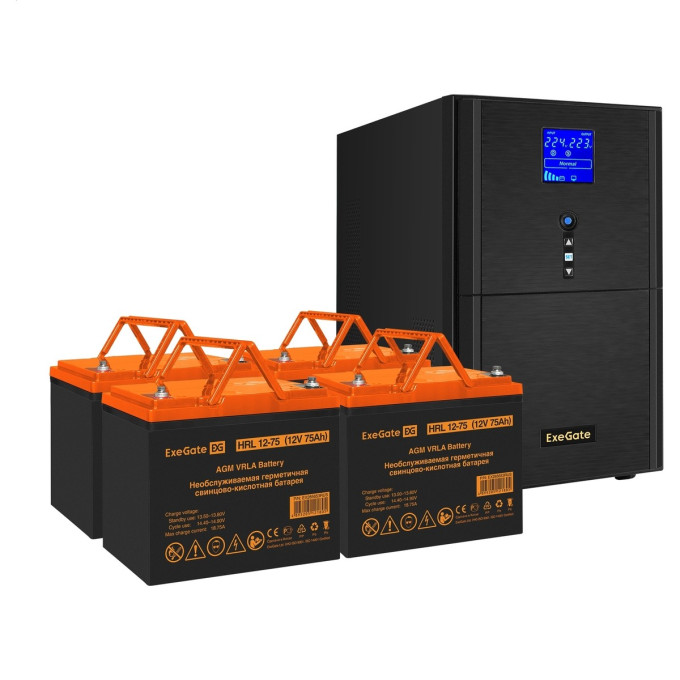 Комплект EXEGATE ИБП EX295990RUS + батарея 75Aч EX285653RUS 4шт EX296870RUS